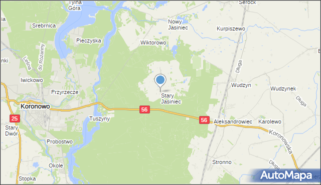 mapa Stary Jasiniec, Stary Jasiniec na mapie Targeo